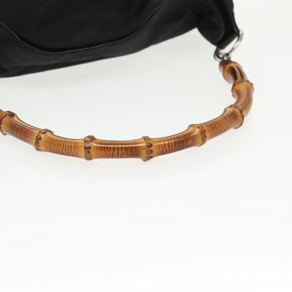 GUCCI Bamboo Hand Bag Nylon Black Silver 001 2058 1577 5 - Picture 7 of 13